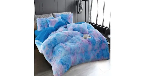 Doar azi Pilota CoCoLiNo Fluffy + 2 fete de perna, matlasata, 200x230cm, Albastru-Roz
