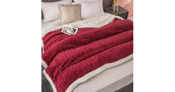 Livrare expres Patura CoCoLiNo tip Tricotaj cu blanita, 200x230cm, Jojo Home, Rosu inchis