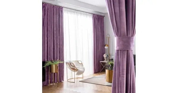 Doar azi Draperie Blackout din catifea Lila, 200cm latime x 2.07m inaltime, cu rejansa pentru BARA