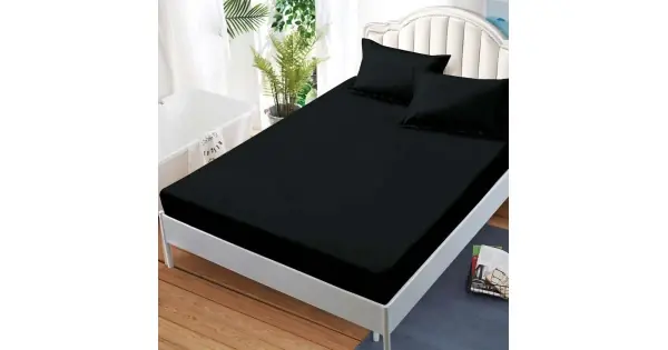 Cearsaf cu elastic, FINET, 180x200cm, 2 fete de perne 50x70cm, Negru Comandă acum