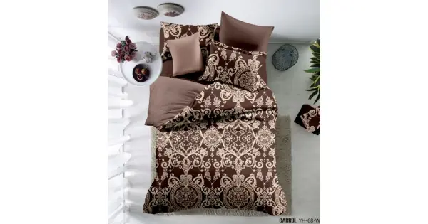 Cel mai bun preț Lenjerie pat dublu, 4 piese, Bumbac 100% Poplin, Maro, Royal