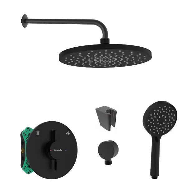 SANITINO - Set de duș cu baterie și corp încastrat Hansgrohe, accesorii kielle, negru mat SANI21HKK404 Livrare expres