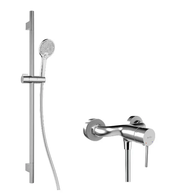 Bestseller kielle Oudee - Set de duș cu baterie, bară, furtun și pară de duș EcoSpare, crom 20602SN40