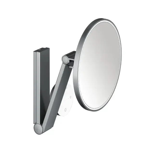 Keuco - Oglindă cosmetică de perete cu iluminare LED, crom negru periat 17612139002 Noutate