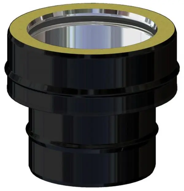 ADAPTOR TUBULATURA IZOLAT LA NEIZOLAT , INOX NEGRU, PENTRU COS DE FUM IZOLAT,STABILE,D.interior 200mm Calitate înaltă