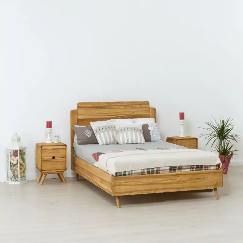Pat lemn masiv Sahara, Lemn masiv rustic periat, 90 x 200 cm Disponibil imediat