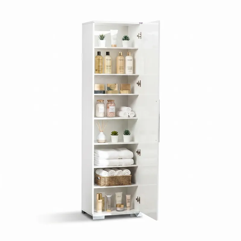 Dulap Multifunctional Adore Diamond, 8 rafturi, Usa reversibila, Alb, 50x187x35 cm Reducere
