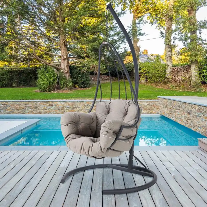 Balansoar de gradina Melike, Crem, 115x218x60 cm Reduceri