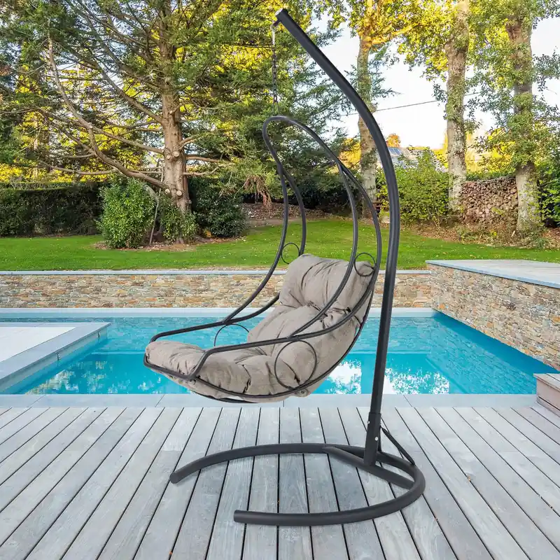Balansoar de gradina Relax, Crem, 120x215x60 cm Ofertă specială