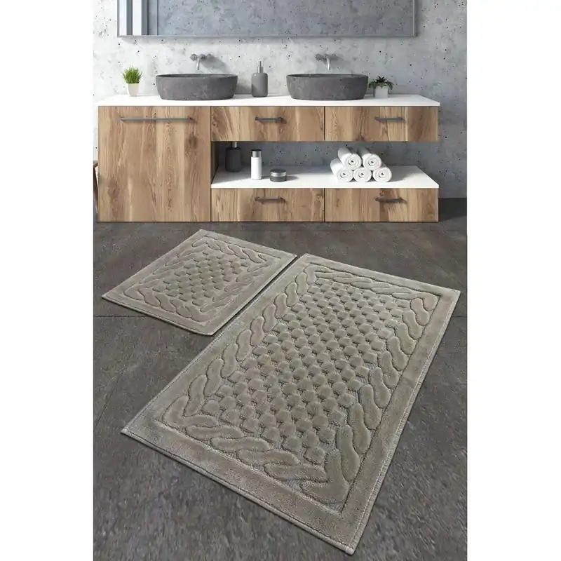 Set Covor de baie (2 bucăți), Crem, 50x60 cm Preț promoțional