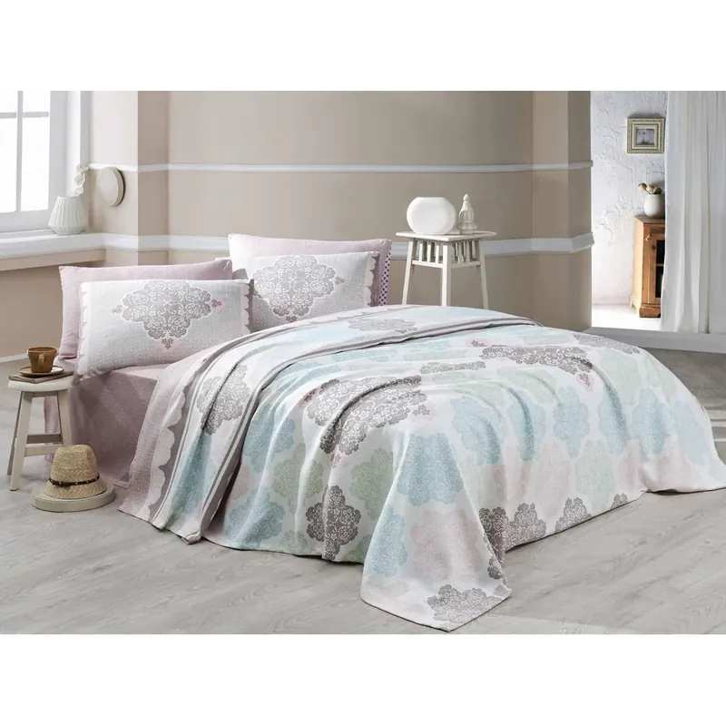 Set cuvertură matlasată de pat double, Alb, 230x200 cm Cumpărături sigure