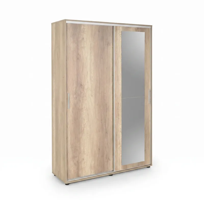 Retur ușor Pantofar Adore Porto cu cuier, 2 usi cu oglinda, 12 rafturi, capacitate 35 perechi incaltaminte, Natur, 120x212x40 cm