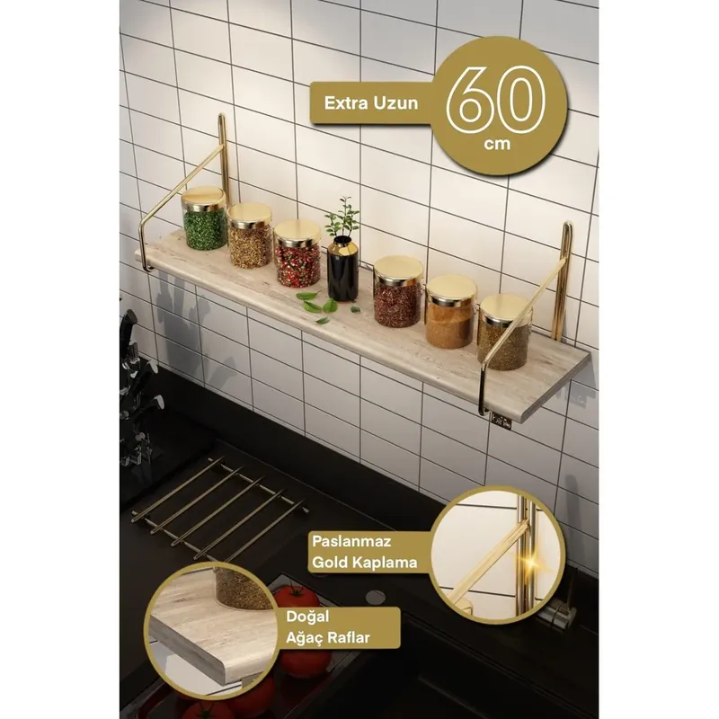 Raft de perete Wall Shelf 60, Aur, 15x15x60 cm Comandă acum