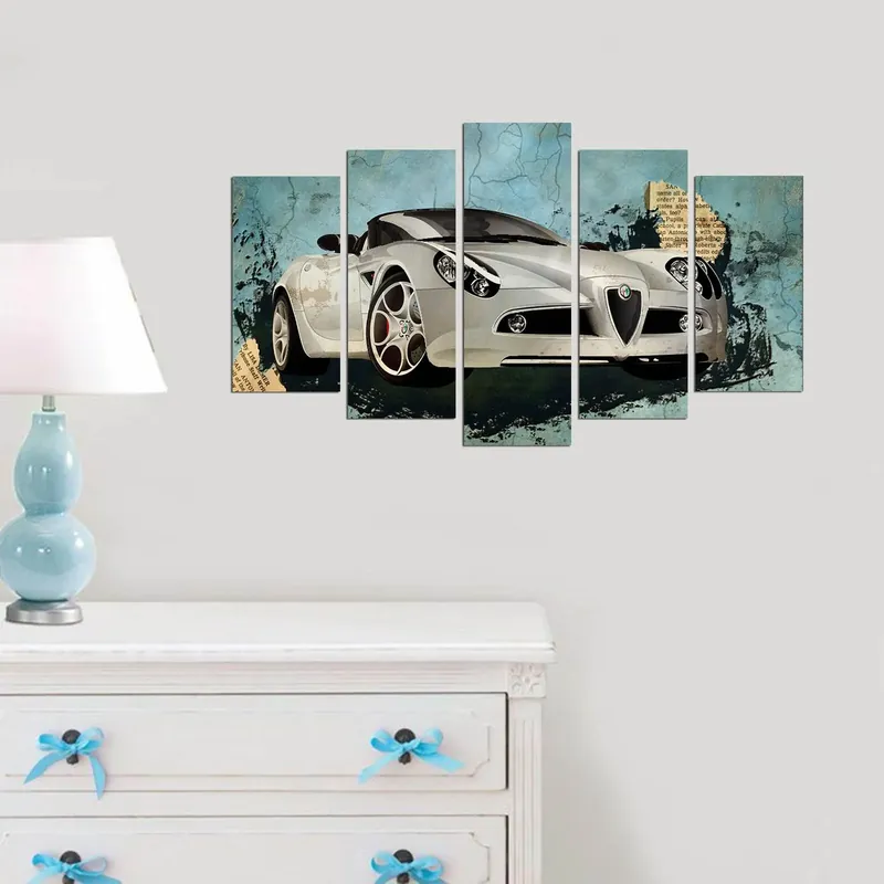 Tablou MDF ( 5 buc ) Alfa Romeo, Multicolor, 60x110 cm Ofertă specială