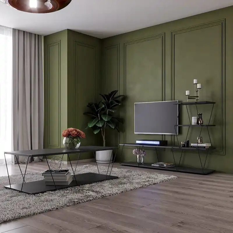Set Mobila Sufragerie Basak, Alb - Stejar - Gri, 150x93x30 cm, 120x30x50 cm Comandă acum