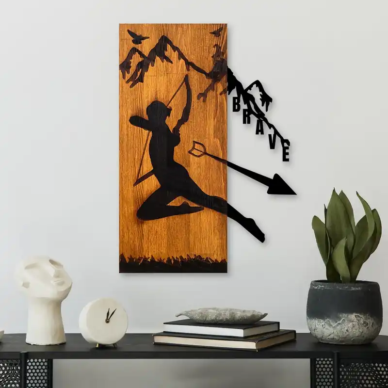Decoratiune de perete lemn Brave, Nuc, 42x58 cm Ofertă specială