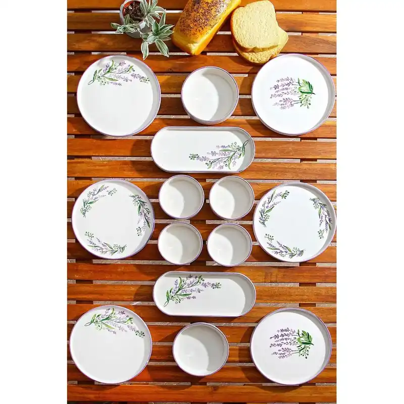 Ofertă de sezon Set de mic dejun Lavanta 14 piese, Alb, 19 cm