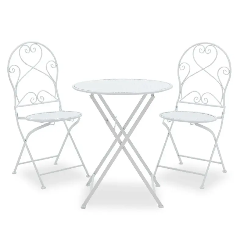 Bestseller Set Masa si Scaune Gradina Walen 3 Piese Negru, Alb, 60x60x93 cm