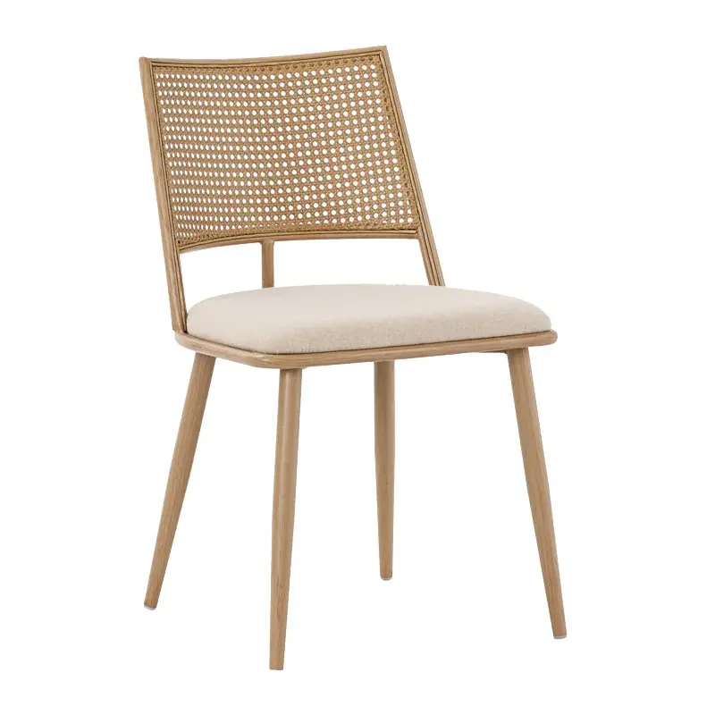 Scaun Giulia rattan textil, Bej - Gri inchis, 49x52x80 cm Ofertă limitată