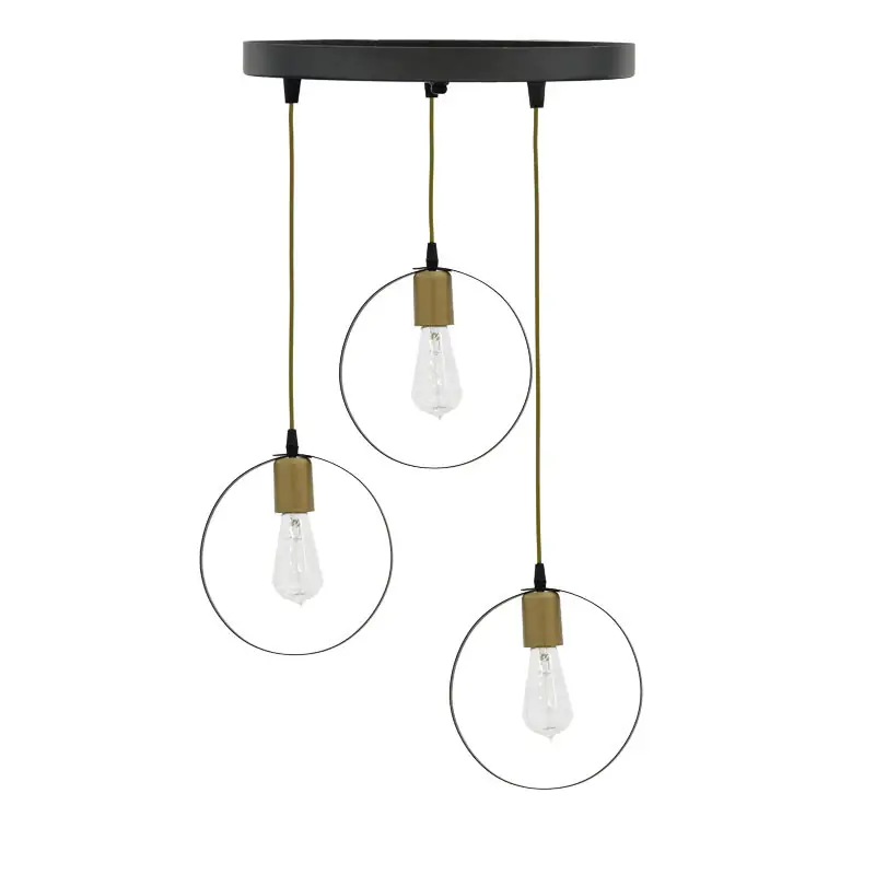 Lustra cu 3 lumini Kasper, negru-auriu, D30x79 cm Reducere extra
