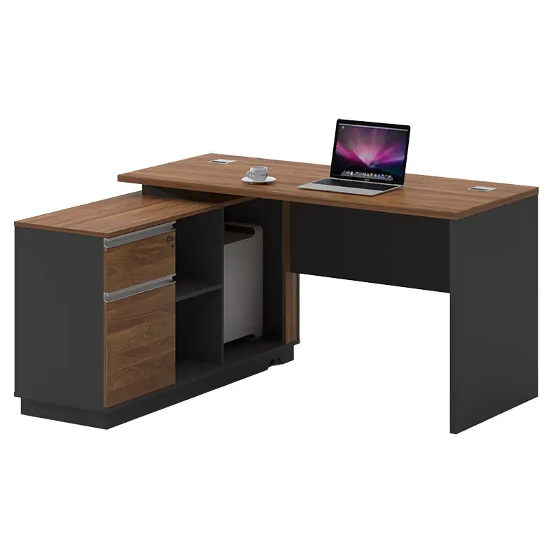 Birou birou colt stanga Oscar, nuc-antracit, 160x140x76 cm Comandă acum