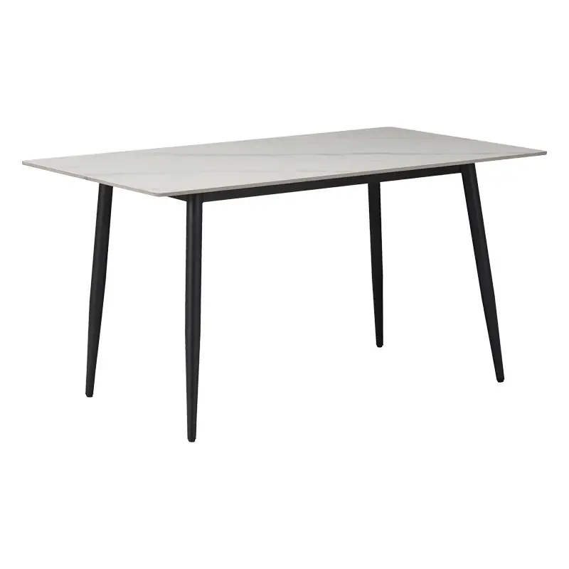 Masa Gustas piatra sinterizata alb cu metal, negru, 160x80x75 cm Preț mic