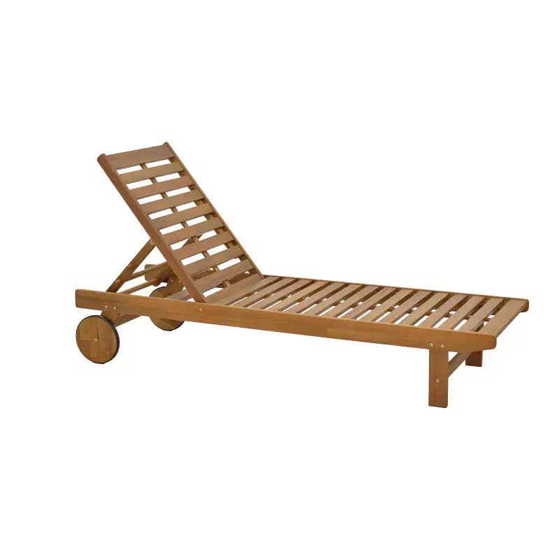 Sezlong Weylar lemn de salcam, Natural, 60x193x30 cm Discount