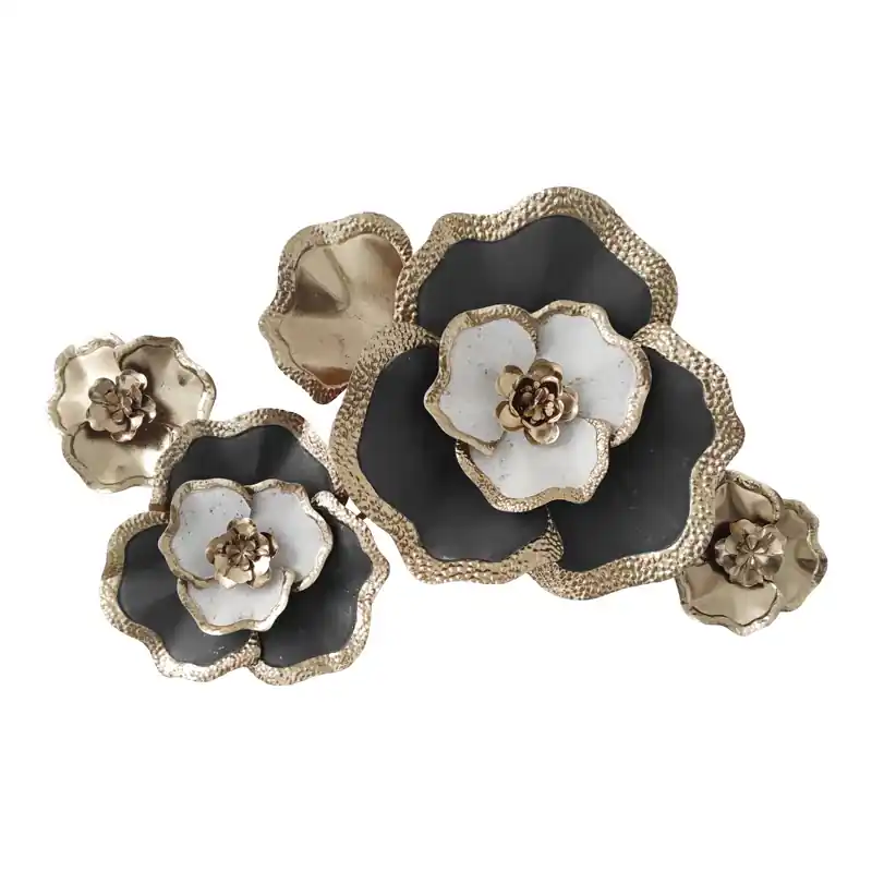 Decoratiune de perete din metal Rosalia, Auriu, 90x58x7 cm Ofertă exclusivă