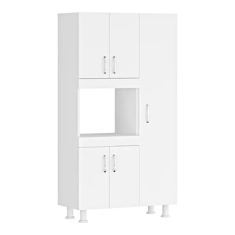 Ultima șansă Mobila de bucatarie Defne cu loc de microunde, 5 usi, alb, 89x38x160 cm