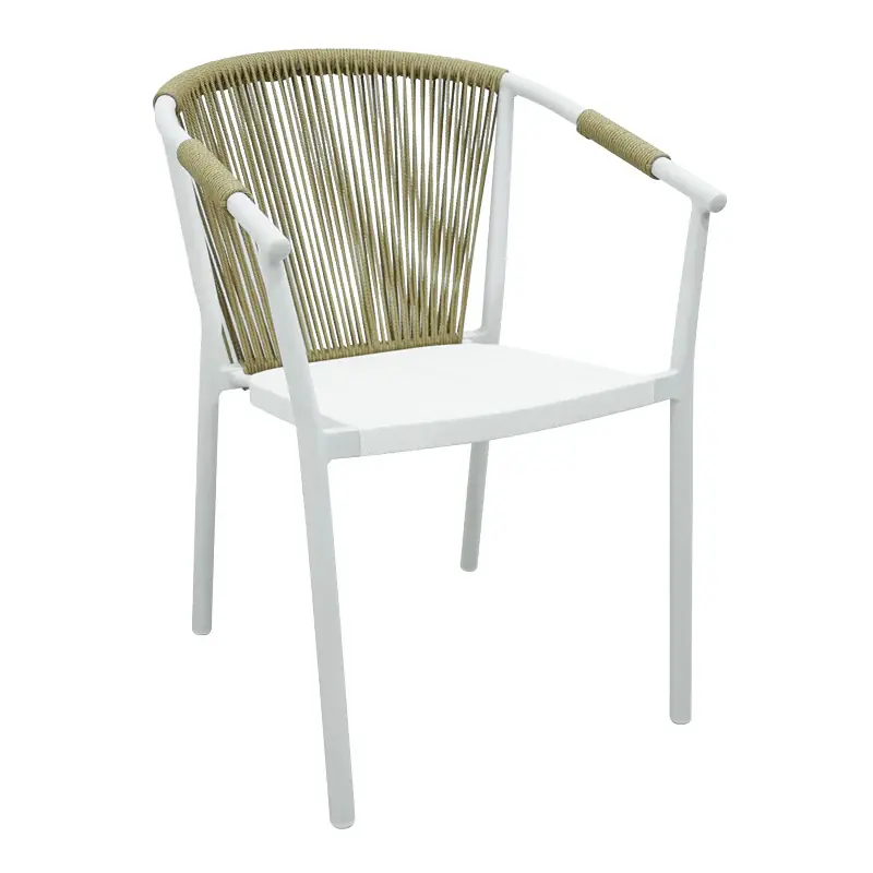 Mai ieftin Scaun de aluminiu Convince stivuibil cu cadru alb-textilene-pe rachita Natural, Natural, 56x63x82 cm