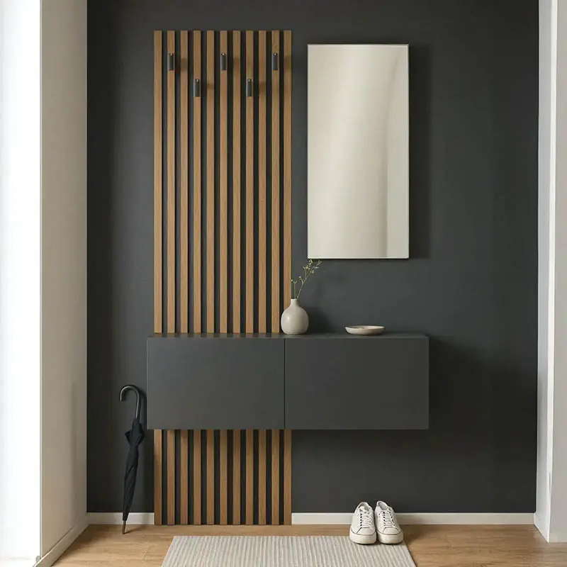 Preț redus Mobilier de intrare Arika cu oglinda si riflaj, 100x37x199 cm